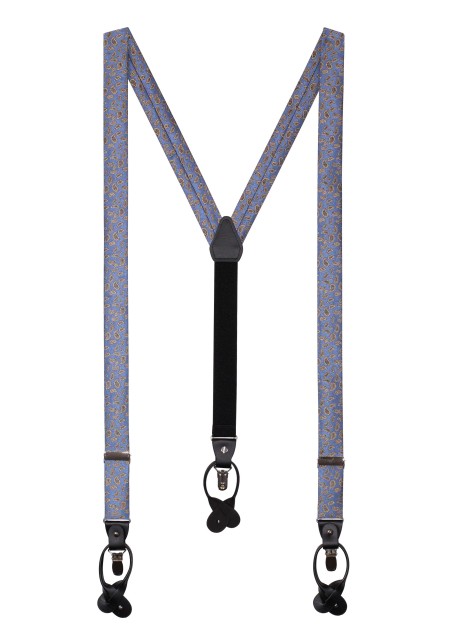 Steel Blue and Gold Paisley Suspenders