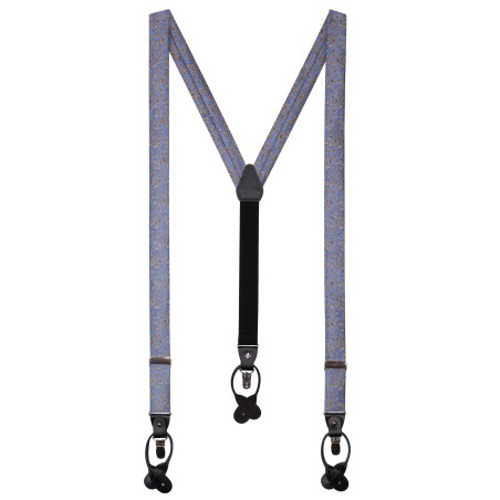Steel Blue and Gold Paisley Suspenders