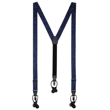 Navy Blue Floral Dress Suspenders
