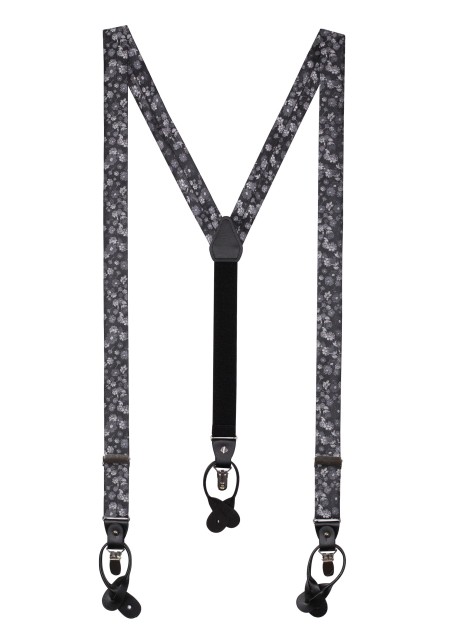 Black and Silver Floral Dress Suspenders