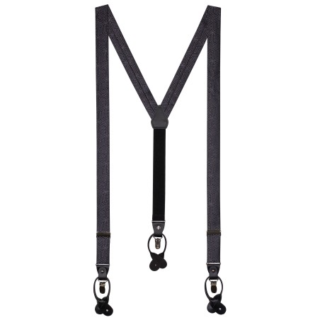 Geo Print Suspenders in Dark Gray