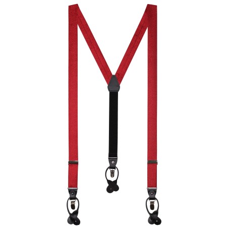 Geo Print Suspenders in Crimson