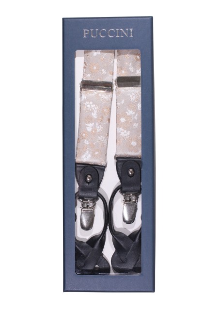 Dress Suspender in Ivory Champagne Floral Design in Gift Box