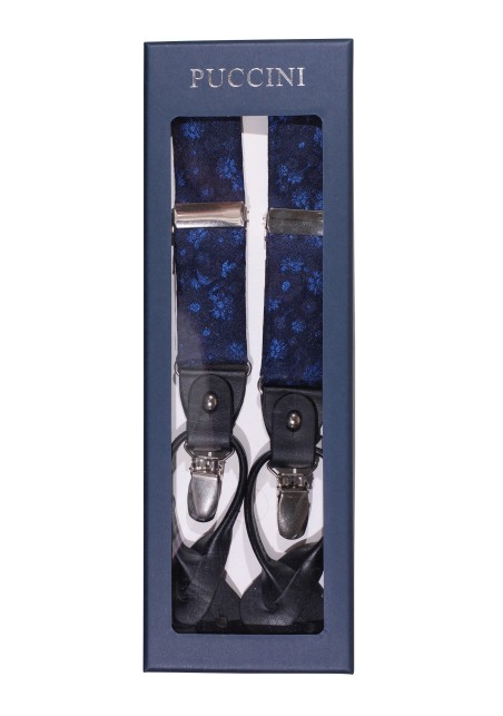 Navy Blue Floral Dress Suspenders in Gift Box