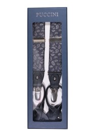 Black and Gray Paisley Suspenders in Gift Box