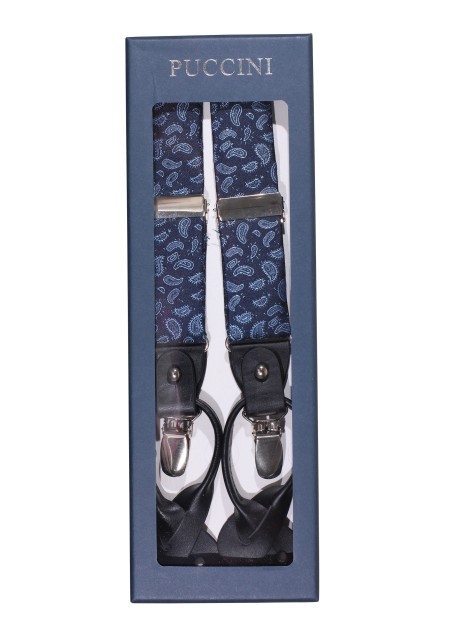 Navy Paisley Dress Suspenders in Gift Box