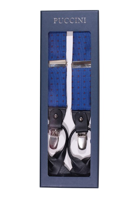 Dress Suspenders in Royal Navy with Tiny Paisley Weave in Gift Box