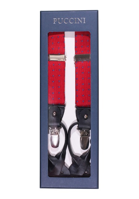 Dress Suspenders in Cherry with Tiny Paisley Weave in Gift Box