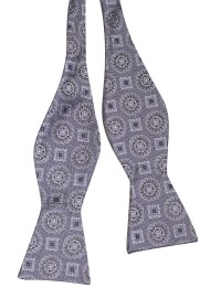 Silver Gray Medallion Bowtie Untied