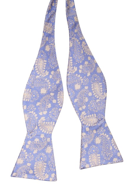Light Blue and Gold Paisley Bowtie Untied