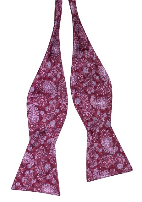 Wine Red Paisley Bowtie Untied