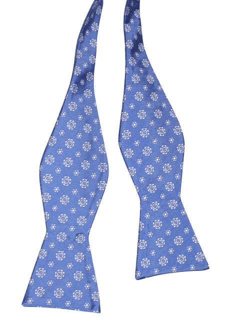 French Blue Woven Medallion Self Tie Bow Tie
