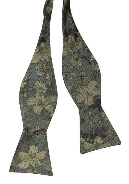 Moss Green Floral Self Tie Bowtie