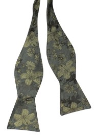 Moss Green Floral Self Tie Bowtie