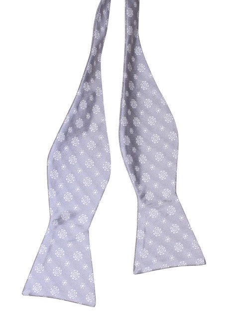 Silver Woven Designer Self Tie Bow Tie Untied