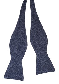 Herringbone Self Tie Bowtie in Denim Blue Untied