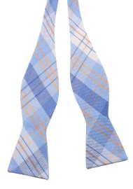 Madras Check Self Tie Bowtie in Light Blues