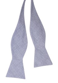 Navy Self Tie Bow Tie with Prince of Wales Check