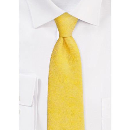Wood Grain Weave Tie in Bright Lemon