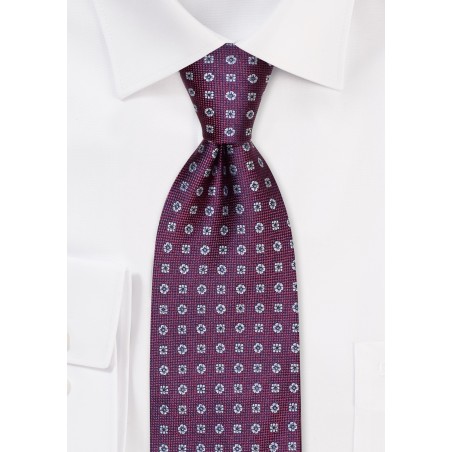 Burgundy Embroidered Silk Necktie
