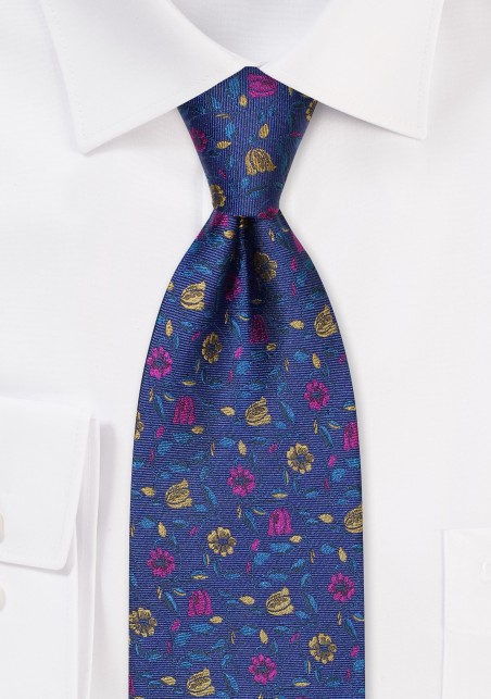 Colorful Floral Silk Tie in Amethyst Purple