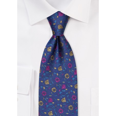 Colorful Floral Silk Tie in Amethyst Purple