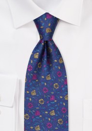 Colorful Floral Silk Tie in Amethyst Purple