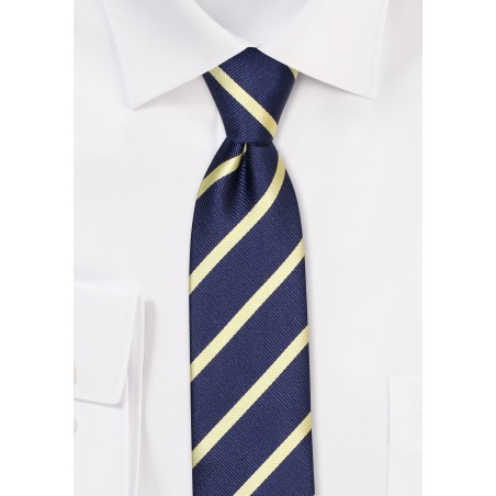 Navy and Gold Repp Skinny Tie
