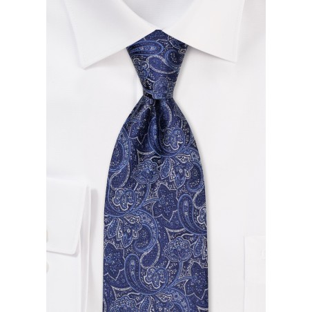 Blue Paisley Tie in Pure Silk