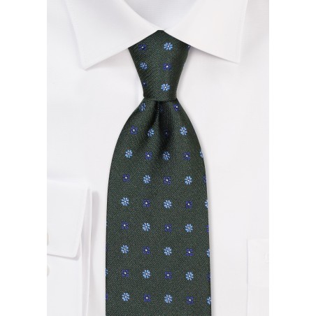 Olive Green Designer Tie in Raw Silk