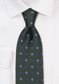 Olive Green Designer Tie in Raw Silk
