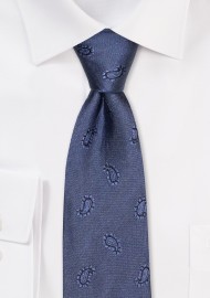 Slim Cut Paisley Tie in Indigo