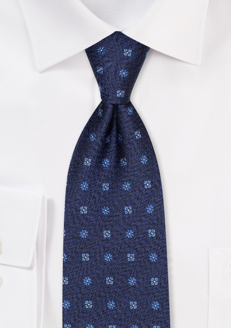 Dark Navy Designer Tie in Raw Silk