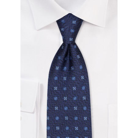 Dark Navy Designer Tie in Raw Silk