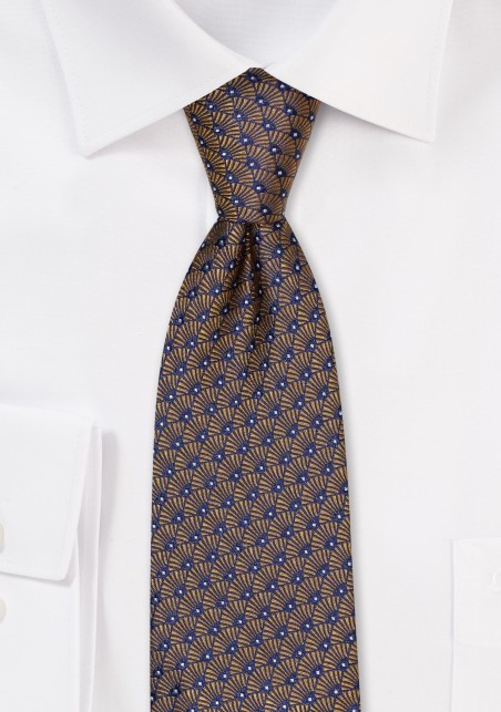 Golden Shell Pattern Skinny Tie