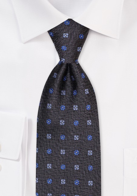 Denim Blue Designer Tie in Raw Silk