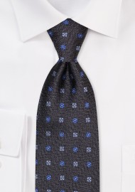 Denim Blue Designer Tie in Raw Silk