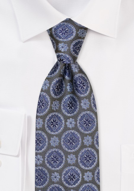Forest Green Medallion Silk Tie