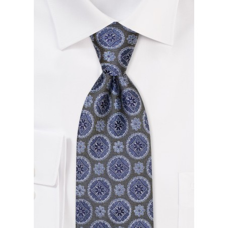 Forest Green Medallion Silk Tie