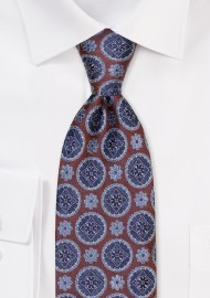 Medallion Silk Tie in Chestnut
