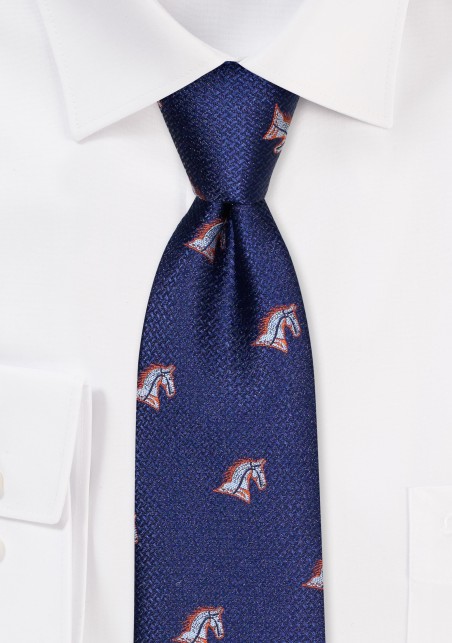 Navy Tie with Horses