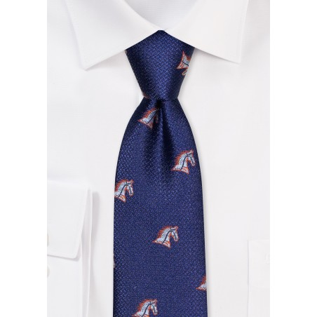 Navy Tie with Horses