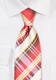 Coral Pink Plaid Tie