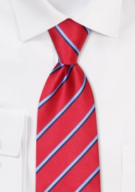 Classic Striped Tie in Cherry and Blue