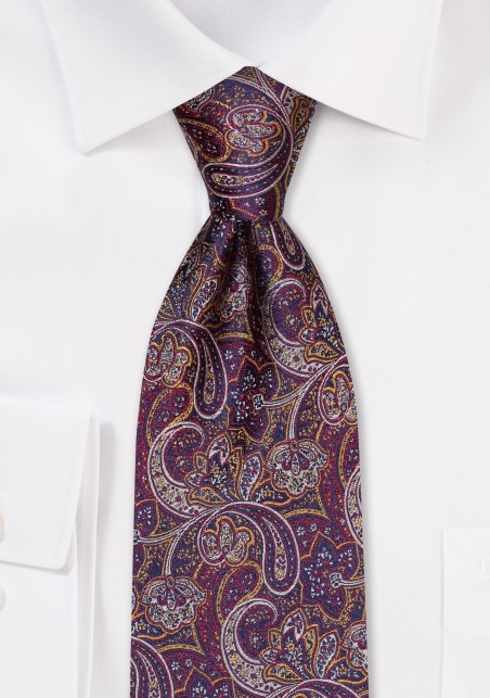 Brown and Gold Paisley Silk Tie