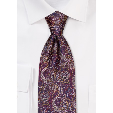 Brown and Gold Paisley Silk Tie