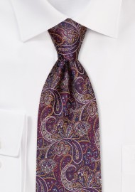 Brown and Gold Paisley Silk Tie