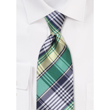Green and Gold Plaid Necktie