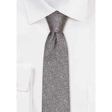 Sparkly Silver Designer Skinny Silk Tie