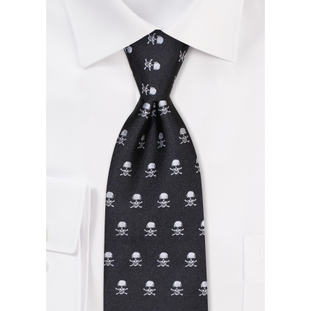 Skull and Crossbones Tie in Black